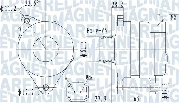 Alternator (14V, 150A) potrivit ALFA ROMEO 159; FIAT CROMA 2.4D 06.05-12.11