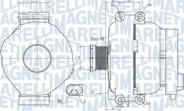 Alternator (14V, 155A) potrivit BMW 1 (E87), 3 (E90), 3 (E91), 5 (E60), 5 (E61), 6 (E63), 6 (E64), Z4 (E85) 2.5 3.0 09.04-12.11