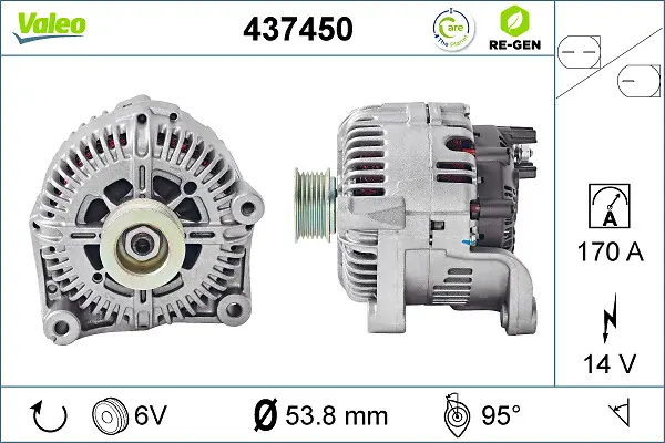 Alternator (14V, 170A) potrivit BMW 5 (E60), 5 (E61), 6 (E63), 6 (E64), 7 (E65, E66, E67) 2.0D-5.0 06.02-12.10
