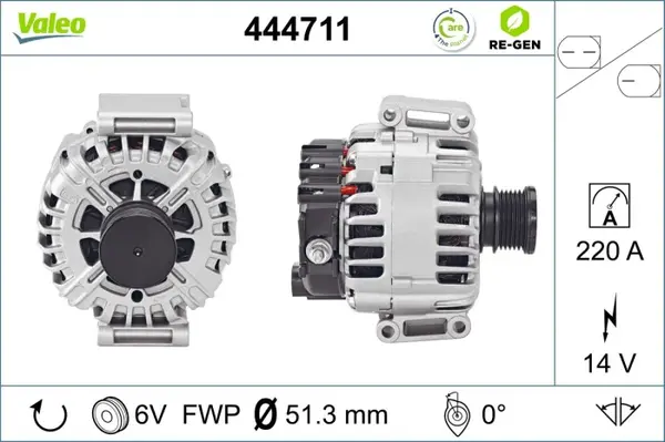 Alternator (14V, 220A, reconditionat) potrivit MERCEDES SPRINTER 3,5-T (B906), SPRINTER 3-T (B906), SPRINTER 4,6-T (B906), SPRINTER 4-T (B904), SPRINTER 5-T (B906) 2.1D-3.5 04.00-12.18