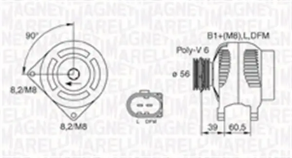 Alternator (14V, 90A) potrivit AUDI A3, ALLROAD C5; FORD GALAXY I; SEAT ALHAMBRA, CORDOBA, CORDOBA VARIO, IBIZA II, IBIZA III, IBIZA IV, IBIZA IV SC, INCA, LEON, TOLEDO II 1.4D-3.2 03.95-