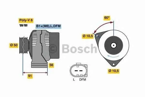 Alternator MERCEDES-BENZ M-CLASS (W164) BOSCH 0 124 625 032