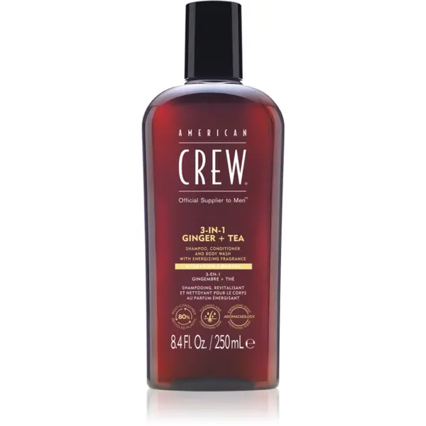 American Crew 3 in 1 Ginger + Tea șampon, balsam și gel de duș 3 în 1 pentru barbati 250 ml