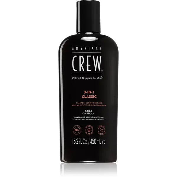 American Crew Hair & Body 3-IN-1 sampon, balsam si gel de dus 3in1 pentru barbati 450 ml
