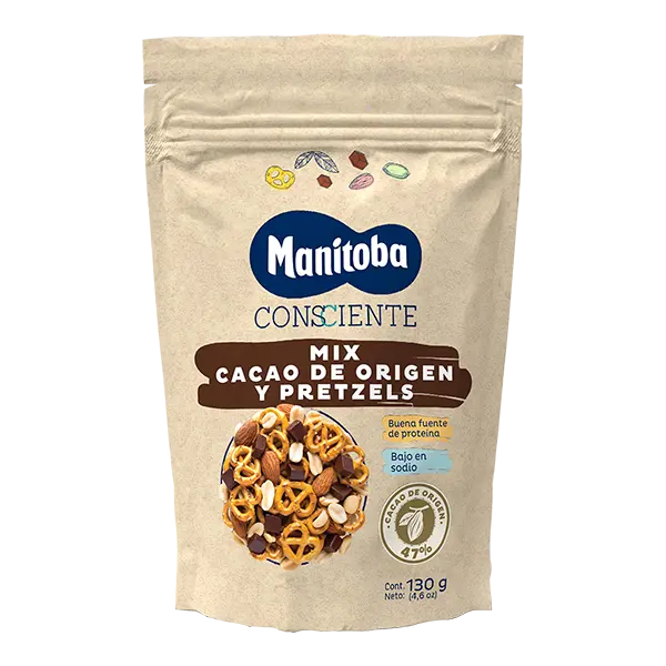 Amestec arahide migdale cacao si covrigei, 130g, Manitoba