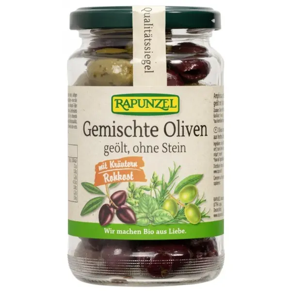 Amestec de masline uleiate cu ierburi fara samburi, eco - 170 g