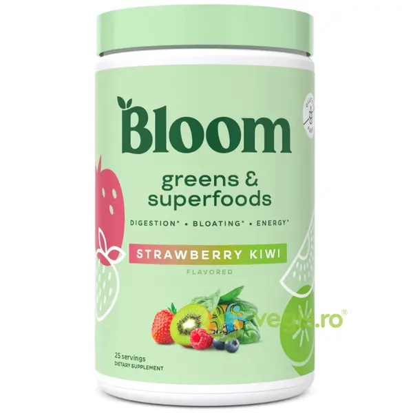 Amestec de Super Alimente Verzi cu Aroma de Capsuni si Kiwi Bloom Greens&Superfoods 150.75g