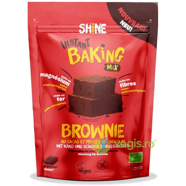 Amestec Instant pentru Brownie cu Cacao si Bucati de Ciocolata fara Gluten Ecologic/Bio 350g