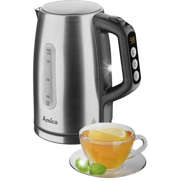 AMICA Fierbator de apa Amica KM5011, capacitate 1.7 L, 1850-2200W, reglare temperatura 40-100C, Argintiu
