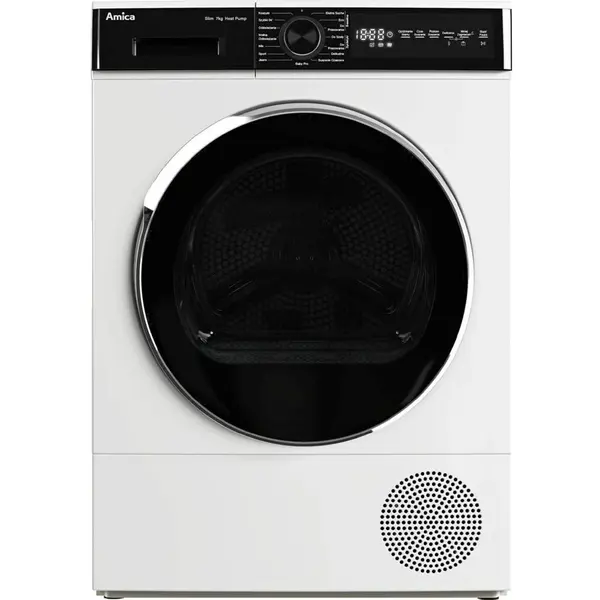 AMICA Uscator cu pompa de caldura Amica AD3S72LHB (E), 7kg, 15 programe, clasa E, Alb