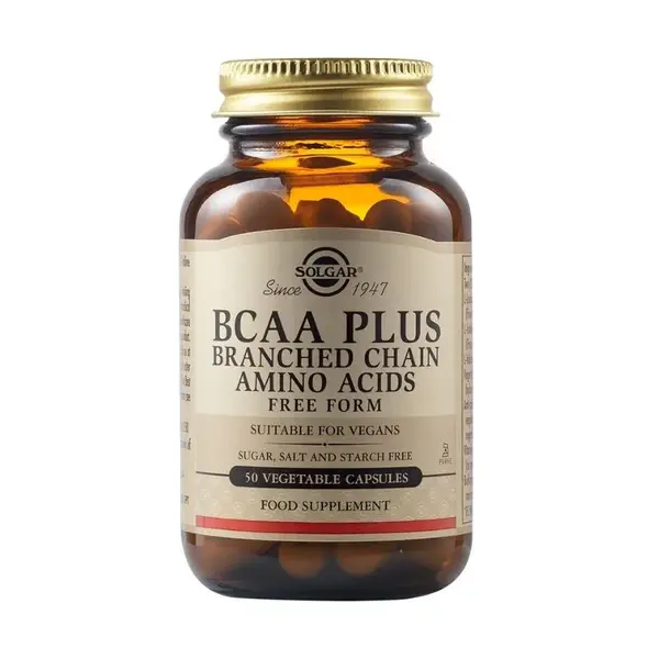 Aminoacizi esentiali BCAA Plus, 50 capsule, Solgar