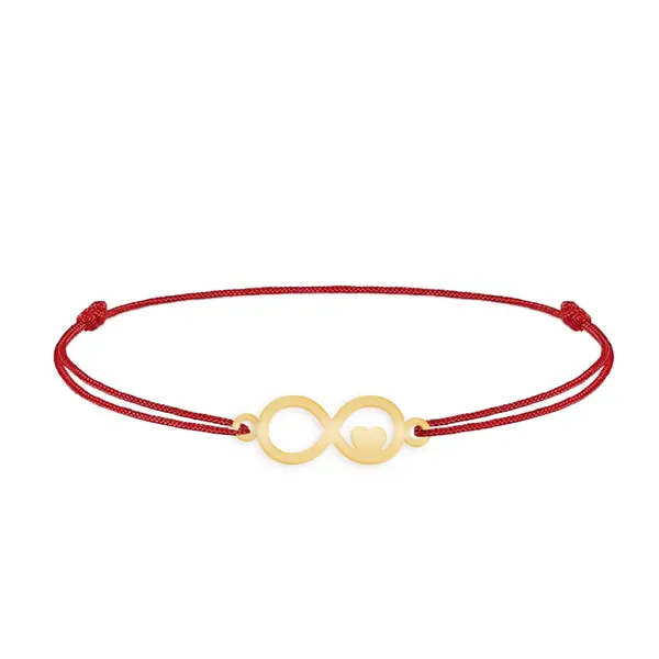Amour - Bratara personalizata snur infinit si inimioara din argint 925 placat cu aur galben 24K