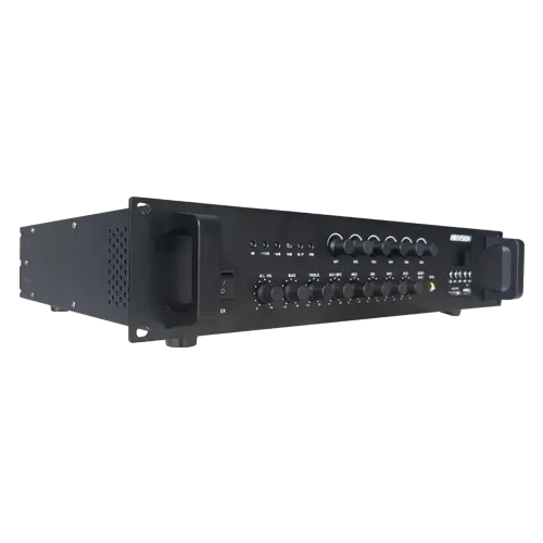 Amplificator Analog, 120W, 6 zone, 2xAUX, EMC IN, 2xMic, Bluetooth, USB, SD Card, MP3 - HIKVISION DS-QAE0A120G1-VB6