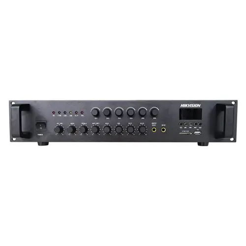 Amplificator Analog, 120W, 6 zone, 2xAUX, EMC IN, 2xMic, Bluetooth, USB, SD Card, MP3 - HIKVISION DS-QAE0A120G1-VB6