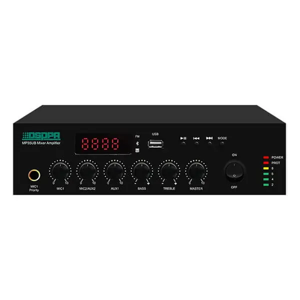 Amplificator sonorizare, 60W, mixer digital, USB FM Bluetooth, 100V 70V 4-16 Ohm, multiple intrari MIC si AUX, MP60UB