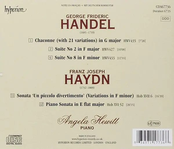 Angela Hewitt Plays Handel & Haydn | Angela Hewitt