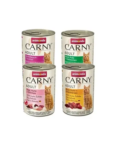 ANIMONDA Carny Adult mix conserve pisici 4 x 400 g cocktail carne, curcan, inimi rata, creveti