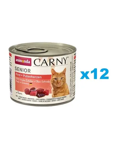 ANIMONDA Carny Senior conserve pisici senior 12x200 g vita si inimi curcan