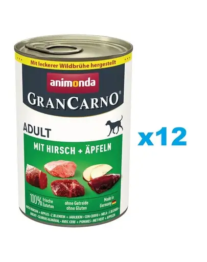 ANIMONDA GranCarno Adult Conserve caine, cu vanat si mere 12x400 g