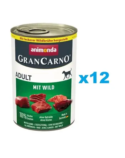 ANIMONDA GranCarno Adult set conserve caini 12x400g cu vanat