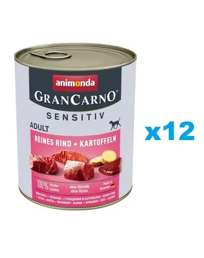 ANIMONDA Grancarno Sensitive Pachet hrana caini sensibili, cu vita si cartofi 12x800 g