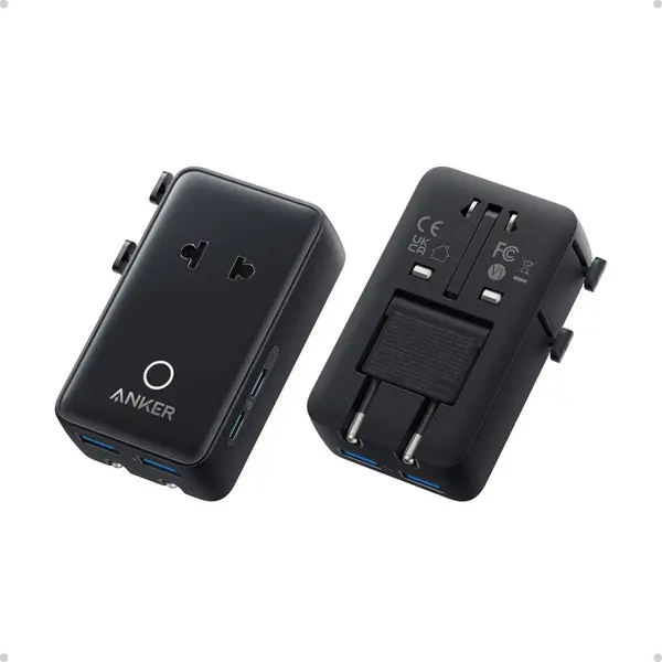Anker Adaptor priza si incarcator universal Anker Nano Travel Adapter 5 in 1, 20W, 2x USB-C, 2x USB-A, EU, UK, US, AU, Negru