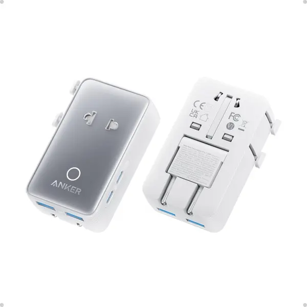 Anker Adaptor priza si incarcator universal Anker Nano Travel Adapter 5 in 1, 20W, 2x USB-C, 2x USB-A, EU, UK, US, AU, Alb