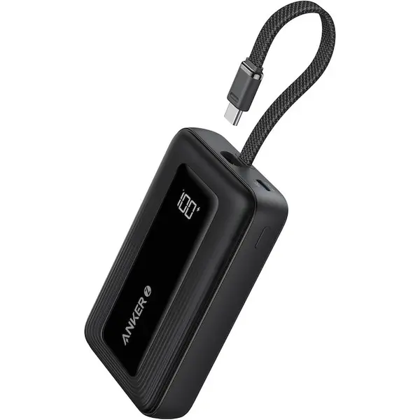 Anker Baterie externa Anker Zolo, 20.000 mAh, 30W, cablu USB-C incorporat, 1 x USB-C, 1 x USB-A, afisaj LED, 350g, negru