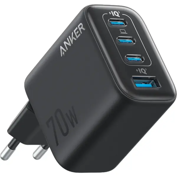 Anker Incarcator retea Anker Zolo 70W, 3x USB-C, 1x USB-A, PD 3.0, Negru
