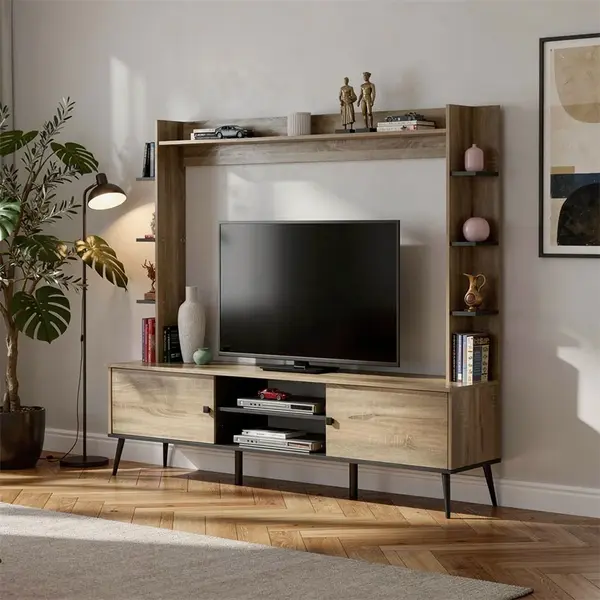 Ansamblu comoda TV Boho, Zezan, Stejar, 182.5x40x162 cm