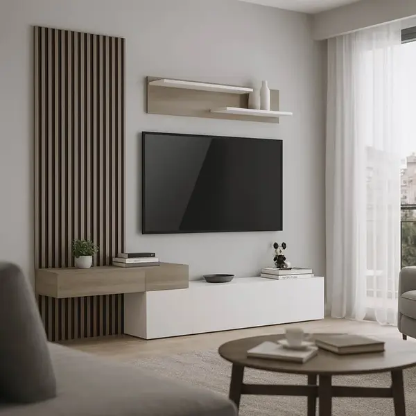 Ansamblu comoda TV Litende Alb 249.4x42.2x199.5 cm