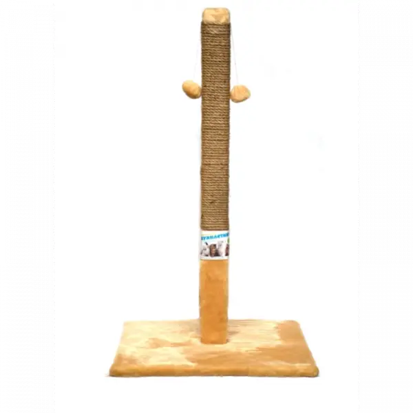 Ansamblu de joaca pentru pisici tip coloana independenta cu ciucuri culoare bej 80 x 45 cm