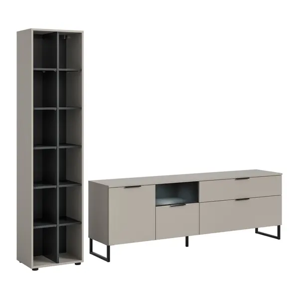 Ansamblu Mobilier Camera De Z, 2 piese, negru, cașmir, 245/192/41 cm
