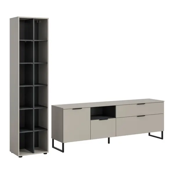 Ansamblu Mobilier Camera De Z, 2 piese, negru, cașmir, 245/192/41 cm