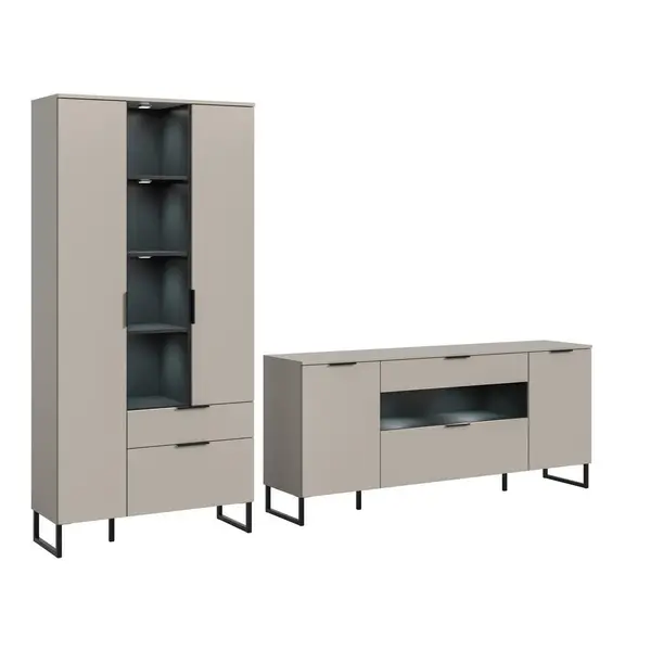Ansamblu Mobilier Camera De Z, 2 piese, negru, cașmir, 290/192/41 cm