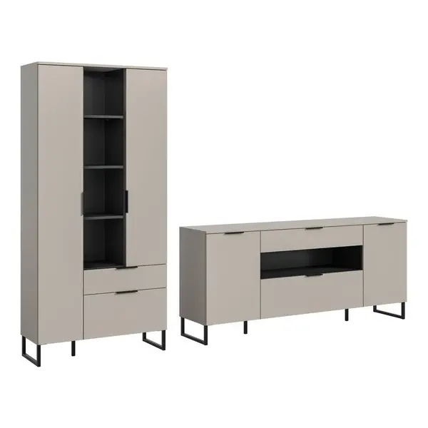 Ansamblu Mobilier Camera De Z, 2 piese, negru, cașmir, 290/192/41 cm