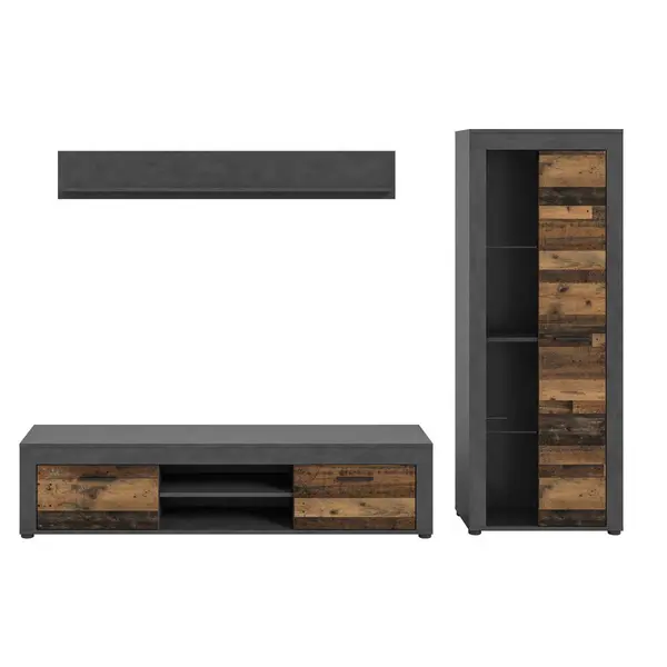 Ansamblu Mobilier Camera De Z, 3 piese, gri, culoare natur, 235/159/35 cm