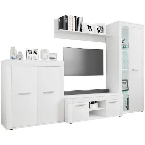 Ansamblu Mobilier Camera De Z, 4 piese, alb, 242/159/37 cm