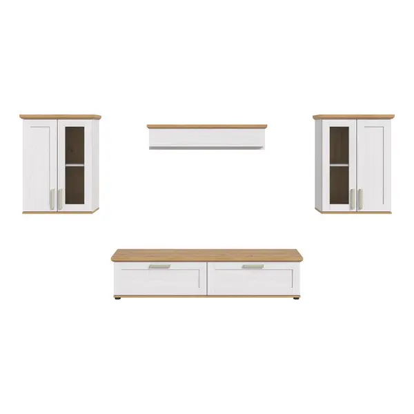 Ansamblu Mobilier Camera De Z, 4 piese, alb, stejar Artisan, 316/161/40 cm