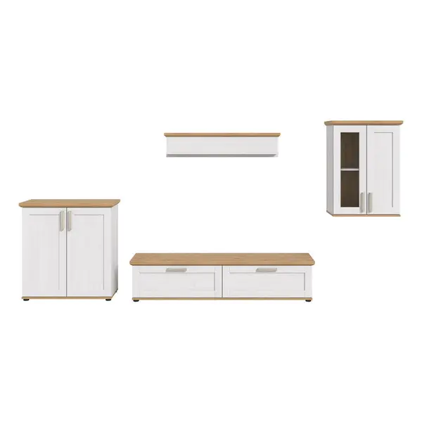 Ansamblu Mobilier Camera De Z, 4 piese, alb, stejar Artisan, 336/161/40 cm