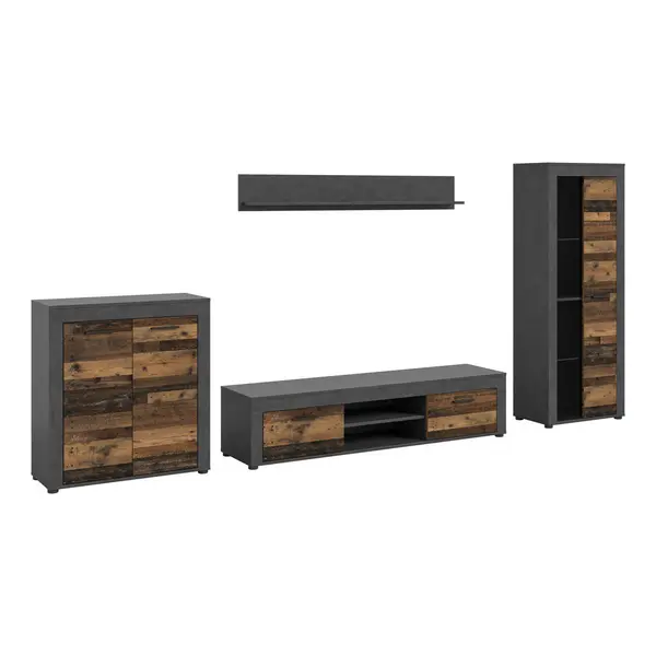 Ansamblu Mobilier Camera De Z, 4 piese, culoare natur, 330/159/35 cm