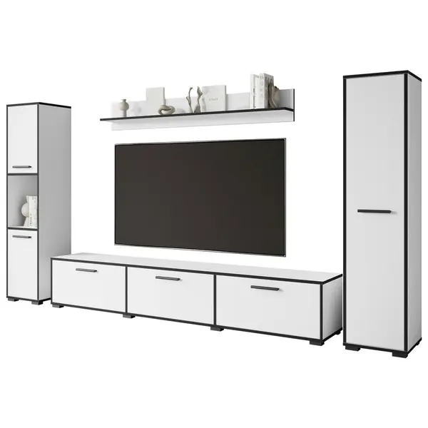 Ansamblu Mobilier Camera De Z, 4 piese, grafit, alb, 240/130/31 cm