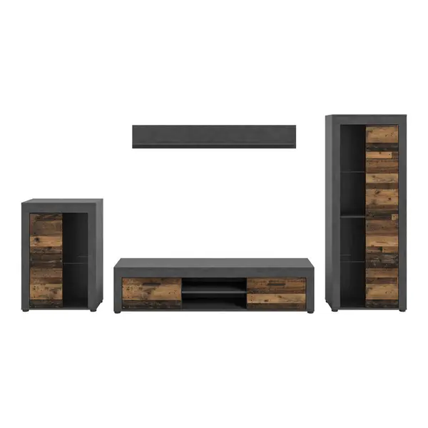Ansamblu Mobilier Camera De Z, 4 piese, gri, culoare natur, 310/169/35 cm