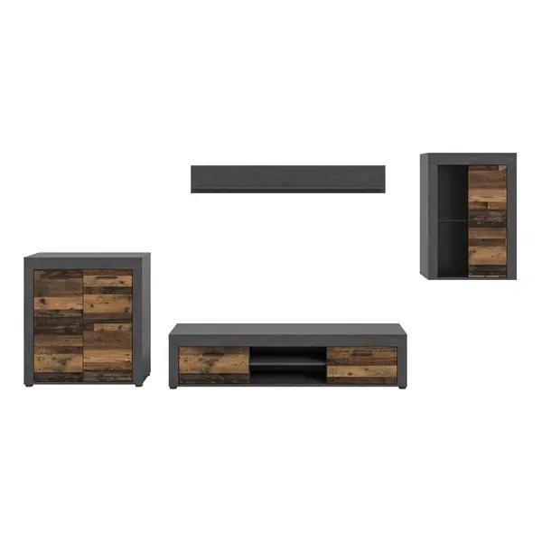 Ansamblu Mobilier Camera De Z, 4 piese, gri, culoare natur, 330/169/35 cm