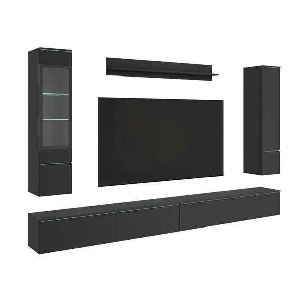 Ansamblu Mobilier Camera De Z, 5 piese, negru, 300/162/33 cm