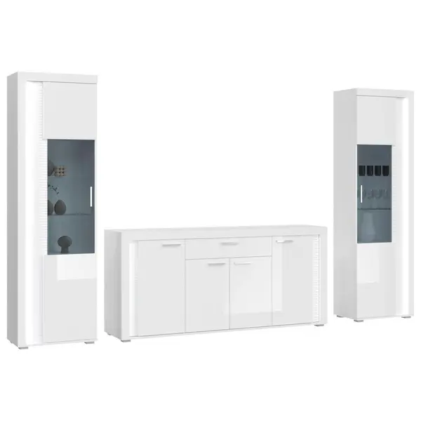 Ansamblu Mobilier Camera De Z, alb lucios intens, 332/202/42 cm