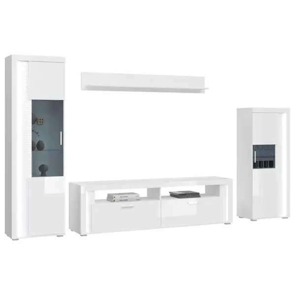 Ansamblu Mobilier Camera De Z, alb lucios intens, 351/202/46 cm