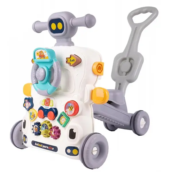 Antemergator 6 in 1 pentru Copii, cu Activitati Montessori de joaca si roti anti-alunecare,