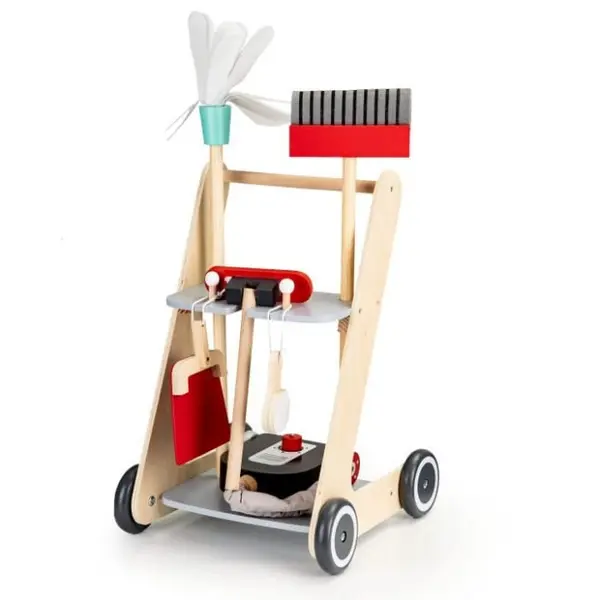 Antemergator Ecotoys, lemn, aspirator, accesorii curatenie, multicolor KID973668, la doar 234,00 lei