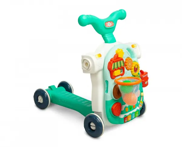Antepremergator transformabil in vehicul fara pedale multifunctional 5 in 1 cu muzica si lumini Toyz Turcoaz